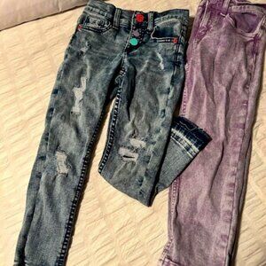 2 Pairs of Girls Justice Jean Pants Size 6 & 7